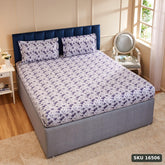 Yanchi Blissful Blue 144 Tc 100% Cotton King Size Bedsheet with 2 Pillow Covers, Aqua Blue, Abstract - SKU 16506