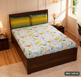 Amazon Brand - Solimo Unfold Comfort 144 TC 100% Cotton King Bedsheet with Two Pillow Covers, Soft and Smooth (Floral, Sea Green and Yellow) - SKU 16510