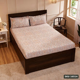 Yanchi Soothing Vista 144 Tc 100% Cotton King Size Bedsheet with 2 Pillow Covers, Cream, Abstract - SKU 16514