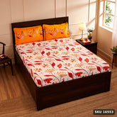 Yanchi Lily Bloom 144Tc 100% Cotton Double Bedsheet With 2 Pillow Covers, Brown - SKU 16553
