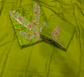 Fancy Glass Organza Suit Set with Heavy Zari Thread & Sequins Work