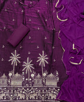 Crush Silk Suit Set with Zari, Cutdana & Sequins Work