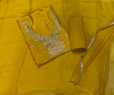 Classy Glass Organza Suit Set with Stone & Zari Thread Work