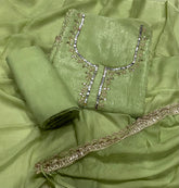 Fancy Crunchy Suit Set with Mirror & Cutdana Work