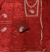 Fancy Glass Organza Suit Set with Zari Hand Work