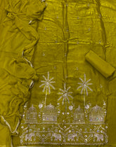 Crush Silk Suit Set with Zari, Cutdana & Sequins Work