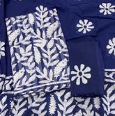 Block Print Elegant Cotton Suit Set (w/ Mirror Work) - Yanchi