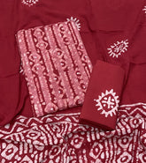 Block Print Elegant Cotton Suit Set (w/ Mirror Work) - Yanchi