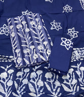 Block Print Elegant Cotton Suit Set (w/ Mirror Work) - Yanchi