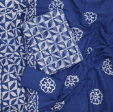Block Print Elegant Cotton Suit Set (w/ Mirror Work) - Yanchi