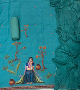 Classy Femora Linen Digital Print Suit Set with Swarovski Work - Yanchi