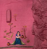 Classy Femora Linen Digital Print Suit Set with Swarovski Work - Yanchi