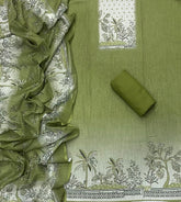 Classy Femora Linen Shimmer Silk Suit Set with Swarovski Work - Yanchi