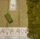 Classy Femora Linen Shimmer Silk Suit Set with Swarovski Work - Yanchi