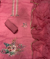 Classy Femora Linen Shimmer Silk Suit Set with Swarovski Work - Yanchi