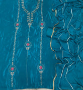 Classy Glass Organza Suit Set with Bits HandWork - Yanchi