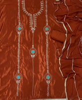 Classy Glass Organza Suit Set with Bits HandWork - Yanchi