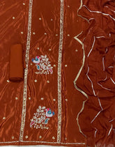 Classy Glass Organza Suit Set with Bits HandWork - Yanchi