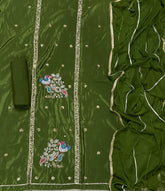 Classy Glass Organza Suit Set with Bits HandWork - Yanchi