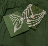 Classy Glass Organza Suit Set with Heavy Pearl & Real Mirror Work - Yanchi