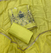 Classy Glass Organza Suit Set with Sequence & Zari Thread Work - Yanchi