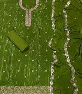 Classy Glass Organza Suit Set with Sequins & Thread Work - Yanchi