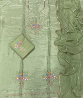 Classy Glass Organza Suit Set with Sequins & Zari Thread Work - Yanchi