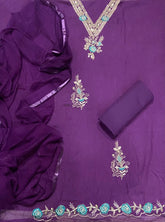 Classy Glass Organza Suit Set with Sequins & Zari Thread Work - Yanchi