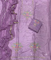 Classy Glass Organza Suit Set with Sequins & Zari Thread Work - Yanchi