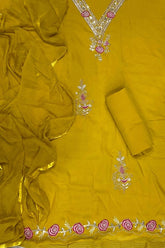 Classy Glass Organza Suit Set with Sequins & Zari Thread Work - Yanchi