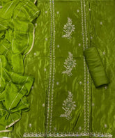 Classy Glass Organza Suit Set with Sequins & Zari Thread Work - Yanchi