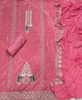 Classy Glass Organza Suit Set with Stone & Zari Thread Work - Yanchi