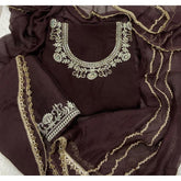 Classy Glass Organza Suit Set with Stone & Zari Thread Work - Yanchi