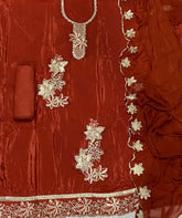 Classy Glass Organza Suit Set with Stone & Zari Thread Work - Yanchi