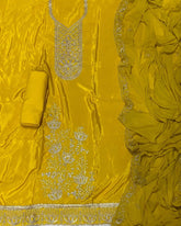 Classy Glass Organza Suit Set with Stone & Zari Thread Work - Yanchi