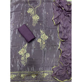 Classy Glass Organza Suit Set with Stone & Zari Thread Work - Yanchi
