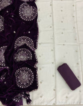 Classy Glass Organza Suit Set with Stone & Zari Thread Work - Yanchi