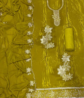 Classy Glass Organza Suit Set with Stone & Zari Thread Work - Yanchi