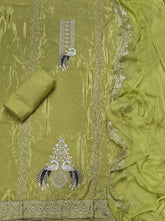 Classy Glass Organza Suit Set with Stone & Zari Thread Work - Yanchi