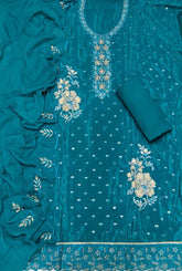 Classy Glass Organza Suit Set with Thread Work - Yanchi