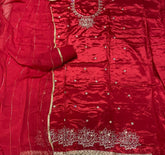 Classy Glass Organza Suit Set with Zari Thread Work - Yanchi