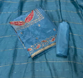 Classy Glass Organza Suit Set with Zari & Thread Work - Yanchi