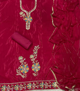 Classy Glass Organza Suit Set with Zari Thread Work - Yanchi