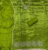 Classy Glass Organza Suit Set with Zari Thread Work - Yanchi