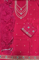 Classy Glass Organza Suit Set with Zari Thread Work - Yanchi