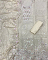 Classy Organza Silk Suit Set with Heavy Thread & Sequins Embroidery work - Yanchi