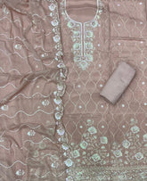 Classy Organza Silk Suit Set with Heavy Thread & Sequins Embroidery work - Yanchi