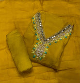 Classy Organza Suit Set with Heavy Real Mirror & Pearl Work - Yanchi