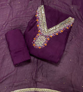 Classy Organza Suit Set with Heavy Real Mirror & Pearl Work - Yanchi