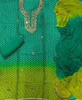 Classy Organza Suit Set with Heavy Real Mirror & Pearl Work - Yanchi